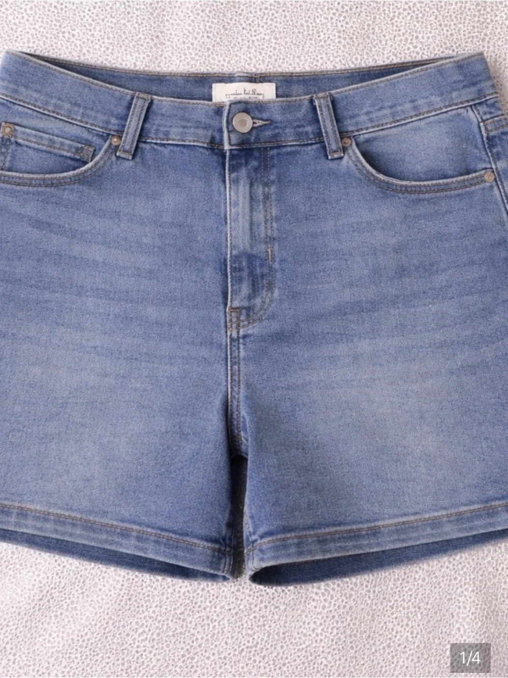 Nicole Miller Soho High Rise Denim Shorts Size 16 Stretch Light Wash - Picture 1 of 4